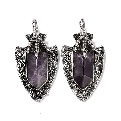 Natural Amethyst Faceted Big Pendants G-L524-03AS-07-1