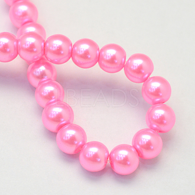 Baking Paint Pearlized Glass Pearl Round Bead Strands X-HY-Q003-4mm-68-1