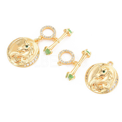 Rack Plating Brass Micro Pave Clear Cubic Zirconia Toggle Clasps KK-N233-183-1