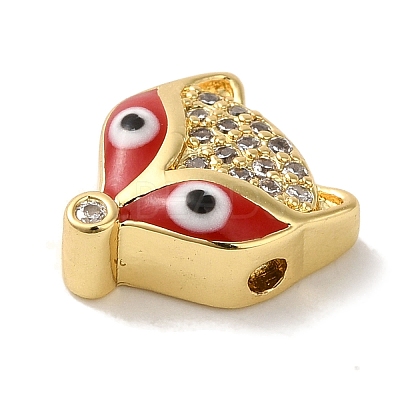 Rack Plating Brass Micro Pave Clear Cubic Zirconia with Enamel Pendant KK-P267-18G-1