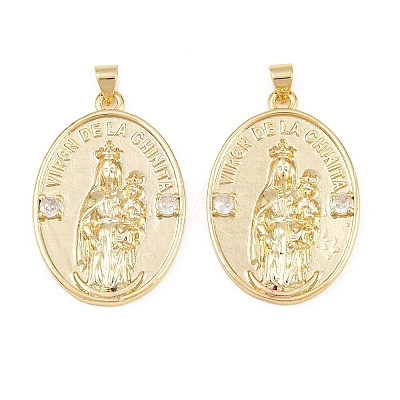 Brass Micro Pave Clear Cubic Zirconia Pendants KK-L275-59G-01-1