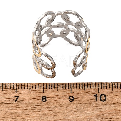 304 Stainless Steel Double Color Cuff Rings RJEW-S635-01GP-K-1