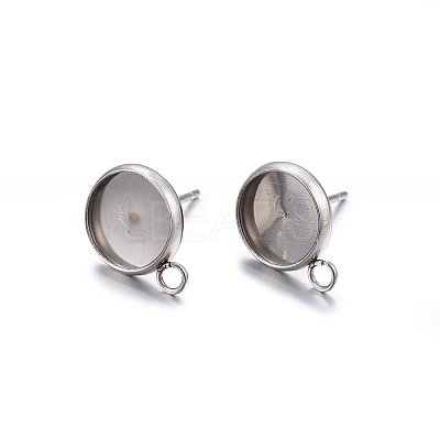 Non-Tarnish 304 Stainless Steel Stud Earring Settings STAS-H467-08P-10mm-1