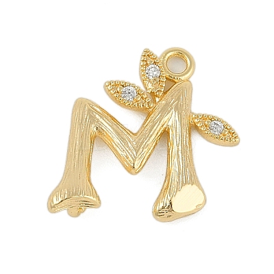 Brass Crystal Rhinestone Letter Links Connector Charms KK-S395-06G-M-1