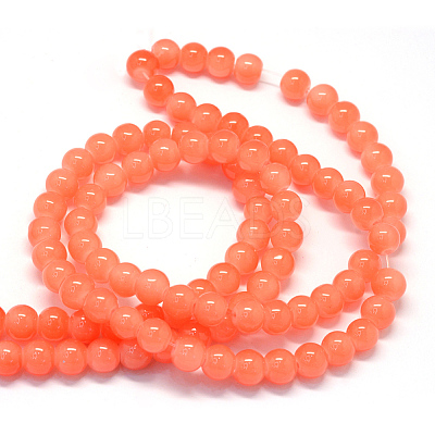 Baking Paint Imitation Jade Glass Round Bead Strands DGLA-Q021-4mm-31-1