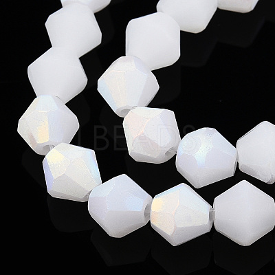 Imitation Jade Bicone Frosted Glass Bead Strands LS-EGLA-A039-J6mm-MB06-1