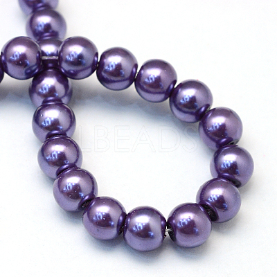 Baking Paint Pearlized Glass Pearl Round Bead Strands LS-HY-Q003-10mm-59-1