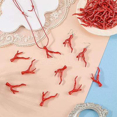 70Pcs Opaque Acrylic Imitation Coral Beads SACR-SC0001-64-1