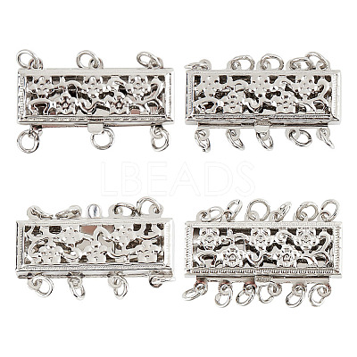 4Pcs 4 Styles Brass Box Clasps KK-DR0001-13-1