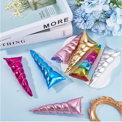 12Pcs 6 Colors Cloth Unicorn Horn Headdress Findings FIND-GF0007-39-1