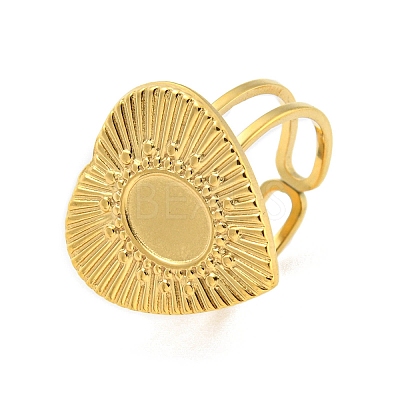 Ion Plating(IP) 304 Stainless Steel Open Cuff Pad Ring Cabochon Settings RJEW-K245-90G-1