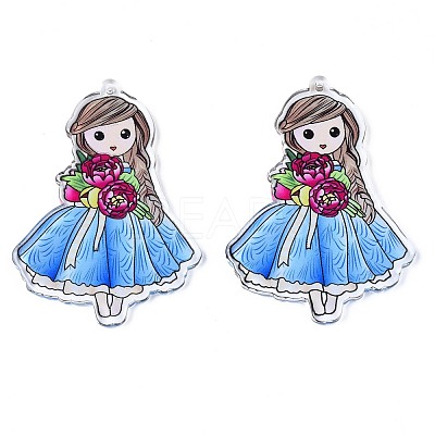Transparent Printed Acrylic Big Pendants OACR-N133-015-1