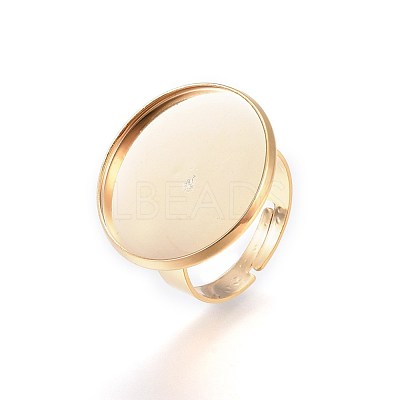 Ion Plating(IP) Adjustable 201 Stainless Steel Finger Rings Components STAS-G187-01G-20mm-1