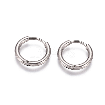 Tarnish Resistant 304 Stainless Steel Huggie Hoop Earrings EJEW-G272-02-10mm-P-1
