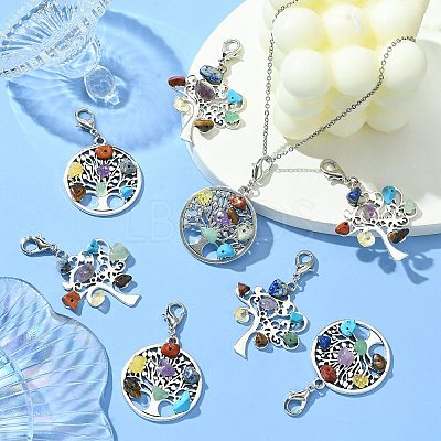 10Pcs 2 Styles Tibetan Style Alloy Pendant Decorations HJEW-CJ0001-17-1