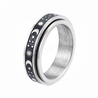 Non-Tarnish 201 Stainless Steel Planet Rotating Ring RJEW-N043-28-1
