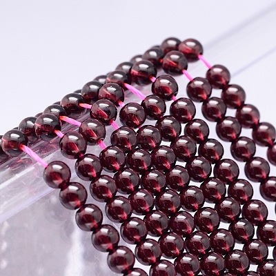 Mozambique Import Natural Grade AAAA Garnet Round Beads Strands G-E300-AAAA-4mm-1