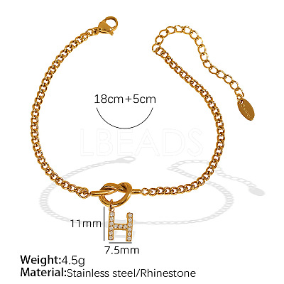 304 Stainless Steel Micro Pave Clear Cubic Zirconia Charm Bracelets WG4D47F-09-1