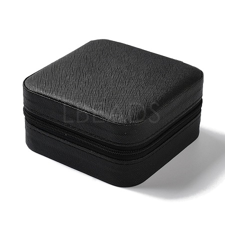 Square PU Leather Jewelry Zipper Storage Boxes CON-K002-04I-1