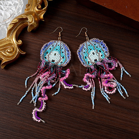 Bohemian Style Glass Seed Beads Dangle Earrings FS-WG15E1C-04-1