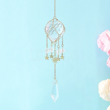 Glass & Acrylic Cone & Round Hanging Suncatchers HJEW-JM04570-01-1