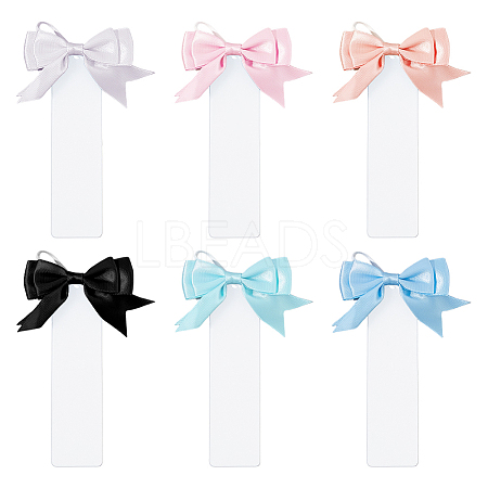 24Pcs 6 Colors Polyester Bowknot & Transparent Acrylic Bookmarks AJEW-FH00038-1