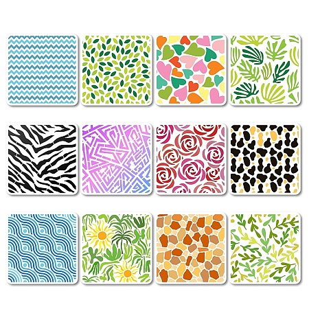 12Pcs 12 Styles PET Plastic Hollow Out Drawing Painting Stencils Templates DIY-WH0286-049-1