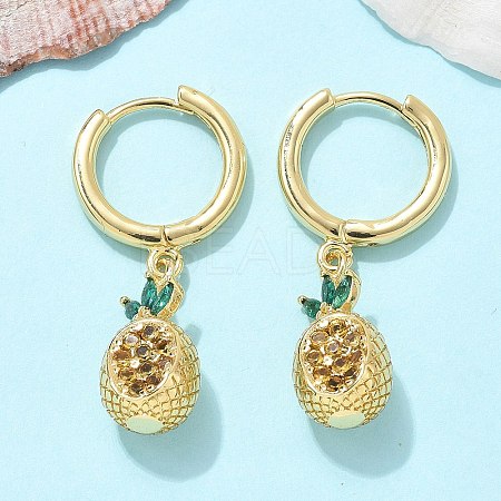 Brass Cubic Zirconia Hoop Earrings EJEW-Q015-02G-A-1