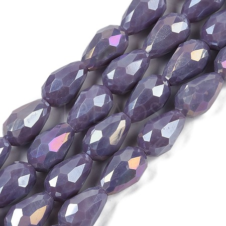 Opaque Solid Color Electroplate Glass Beads Strands EGLA-N013-P8mm-B09-1