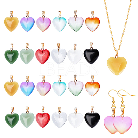 24Pcs 12 Colors Spray Painted Glass Pendants GLAA-CA0001-51-1