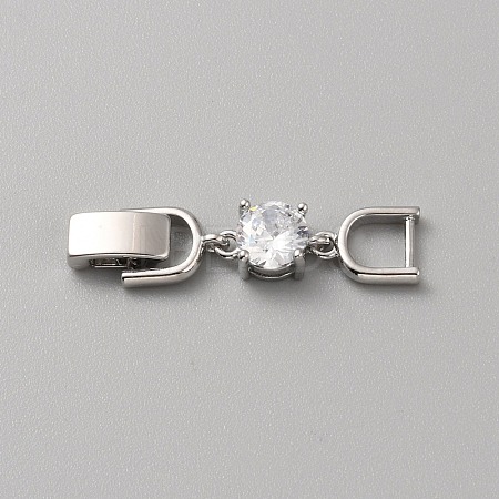 Extender Clasps Brass Cubic Zirconia Fold Over Extension Clasps Golden and Platinum Watch Band Extension Clasps  KK-WH20004-02A-P-1