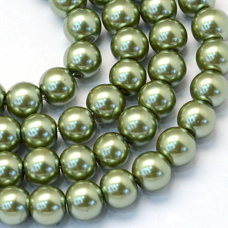 Baking Paint Pearlized Glass Pearl Round Bead Strands HY-Q003-4mm-49-1