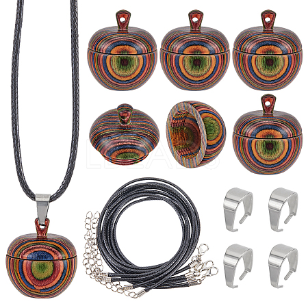 DIY Locket Necklace Making Kit WOOD-SC0001-58B-1