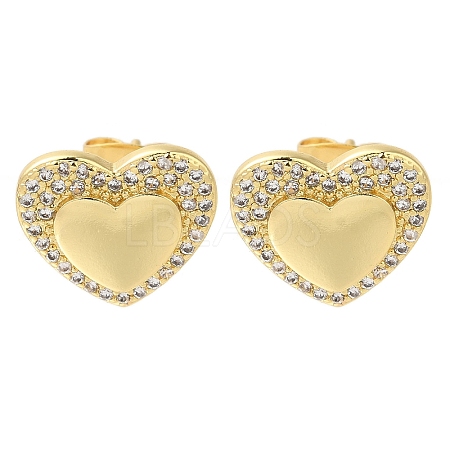 Brass Pave Clear Cubic Zirconia Stud Earrings EJEW-M088-04G-1