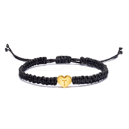 Alloy Heart with Letter Pattern Bead Braided Bead Bracelets FS-WGEB992-20-1