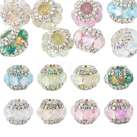 8Pcs 8 Colors Acrylic Rhinestone Rondelle Beads OACR-TA0004-99-1