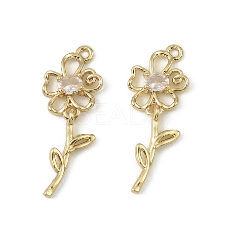 Brass Micro Pave Cubic Zirconia Pendants KK-C107-09A-G-1