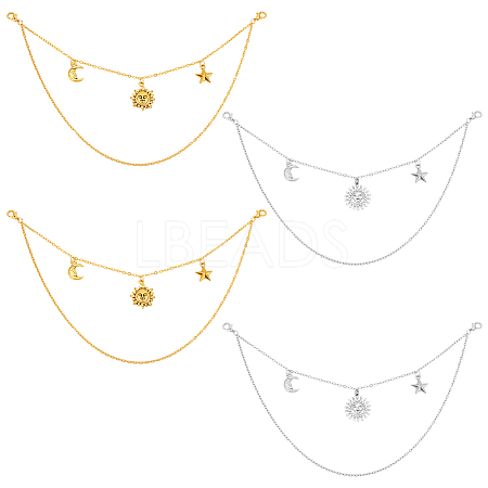 4Pcs 2 Colors Sun Moon Star Alloy Boot Strap Chains FIND-AB00062-1