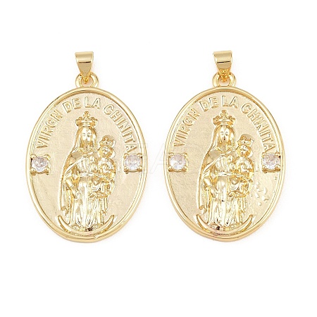 Brass Micro Pave Clear Cubic Zirconia Pendants KK-L275-59G-01-1
