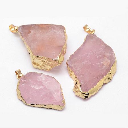 Natural Madagascar Rose Quartz Crystal Pendants G-G895-05G-1