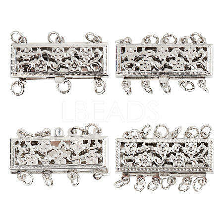 4Pcs 4 Styles Brass Box Clasps KK-DR0001-13-1