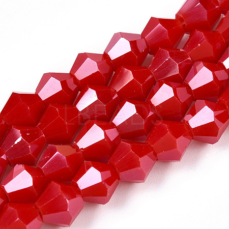 Opaque Solid Color Electroplate Glass Beads Strands EGLA-A039-P6mm-A02-1