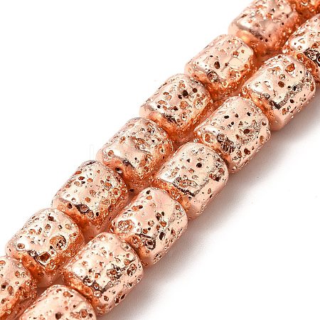 Electroplated Natural Lava Rock Beads Strands G-G984-15RG-1