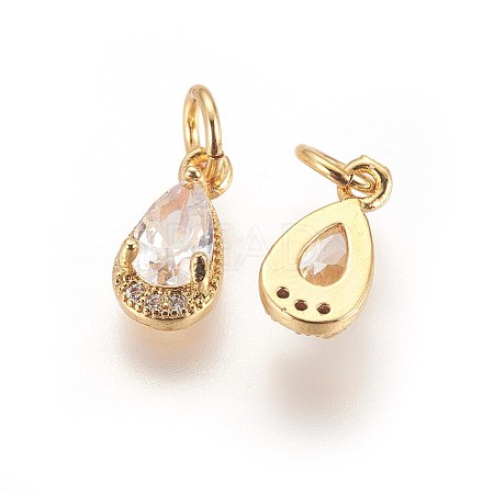 Brass Cubic Zirconia Charms KK-E772-13C-G-1