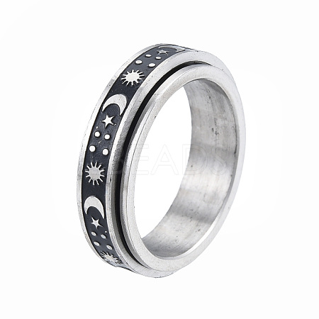 Non-Tarnish 201 Stainless Steel Planet Rotating Ring RJEW-N043-28-1