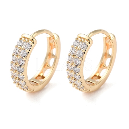 Brass Micro Pave Clear Cubic Zirconia Hoop Earrings LS-EJEW-S234-04G-1