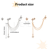 ANATTASOUL 4 Pairs 2 Color Alloy Star Asymmetrical Earrings with Sterling Silver Pins EJEW-AN0001-02-2