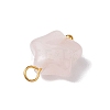 Natural Rose Quartz Star Charms with Brass Loops PALLOY-JF02733-01-4