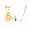 Bee and Honeycomb Alloy Asymmetrical Earrings with Enamel EJEW-JE04887-6