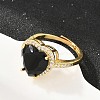 Heart Brass Micro Pave Cubic Zirconia Cuff Open Rings for Women CU-CBA0A21-02G-5